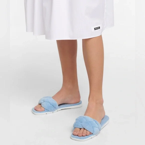 New Miu Miu Calzature Donna terry cloth slide sandals size 38, US 8